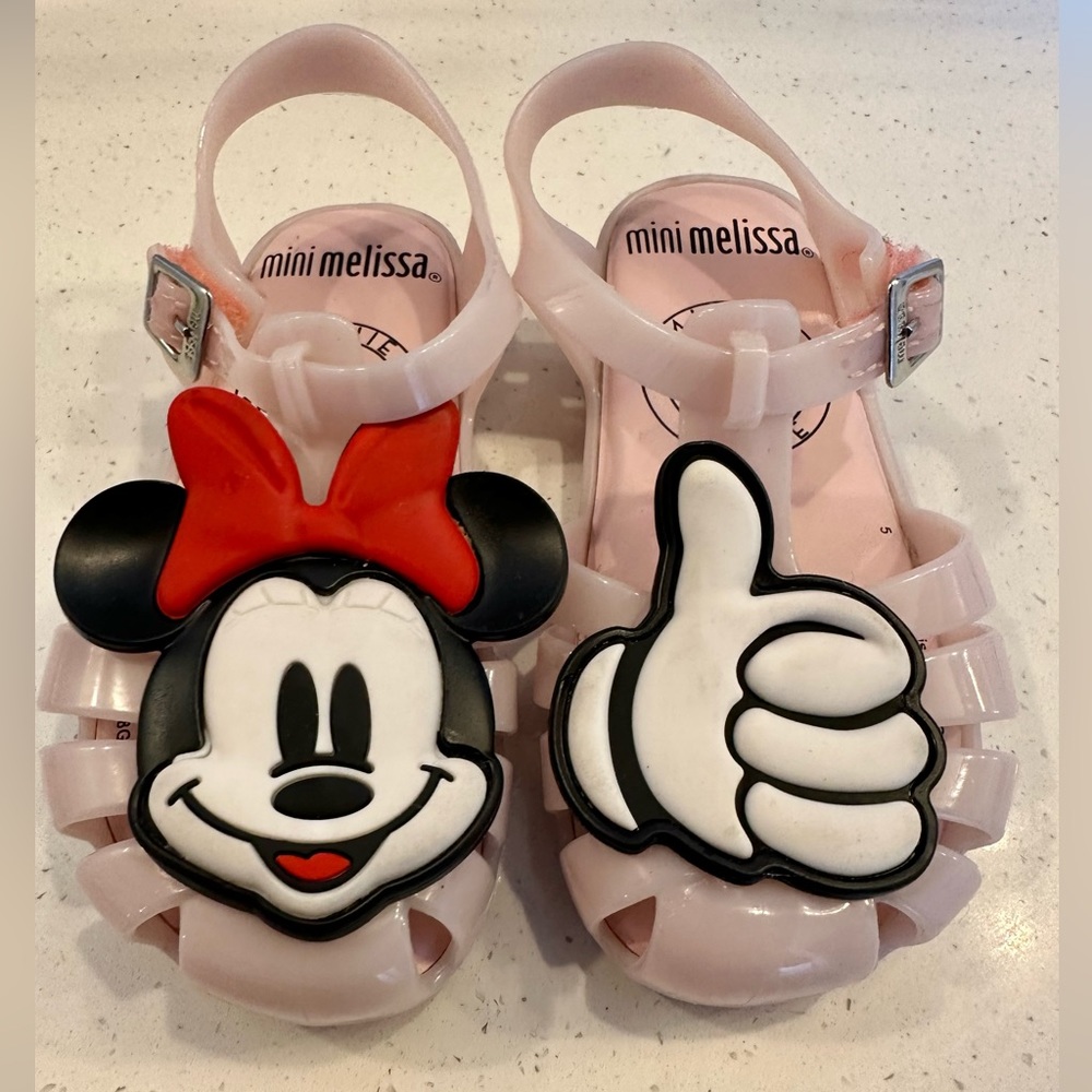 Mini Melissa pink Minnie Mouse thumbs up sandals size 10